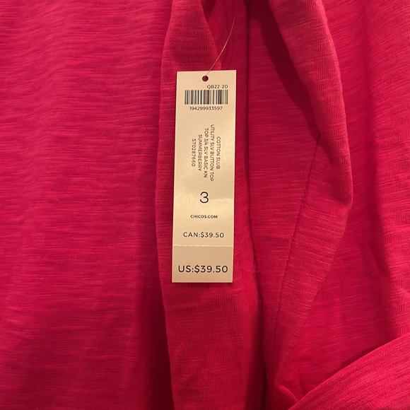 Chicos Cotton Top in Hot Pink - Picture 2 of 4